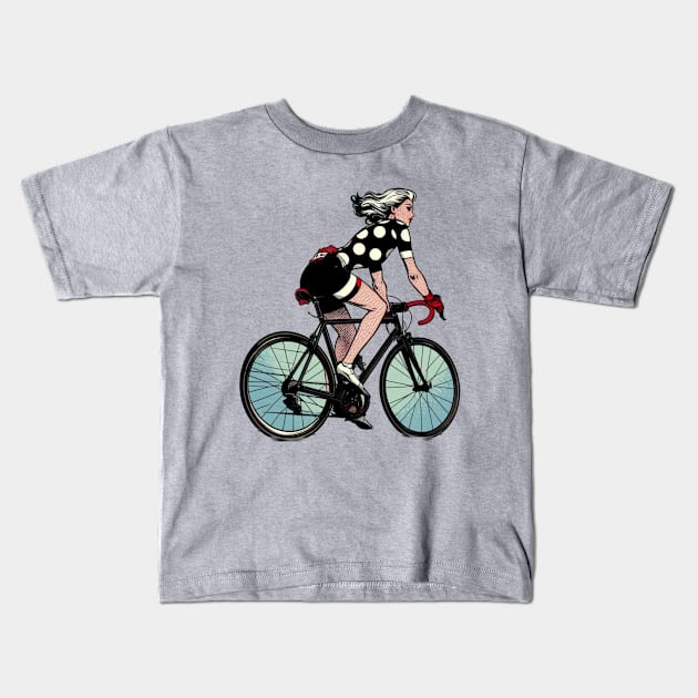 Cruella Polkadot cycling Kids T-Shirt by p3p3ncil